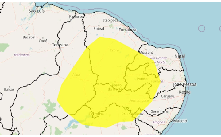 Inmet alerta para possibilidade de forte vendaval em 80 cidades cearenses; veja municípios afetados